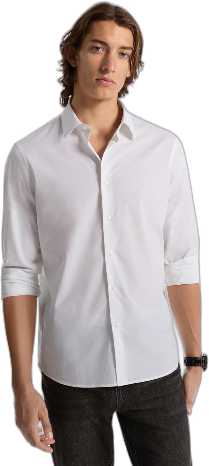 

Michael Kors Мужская Классическая Хлопковая Рубашка с Длинным Рукавом, White