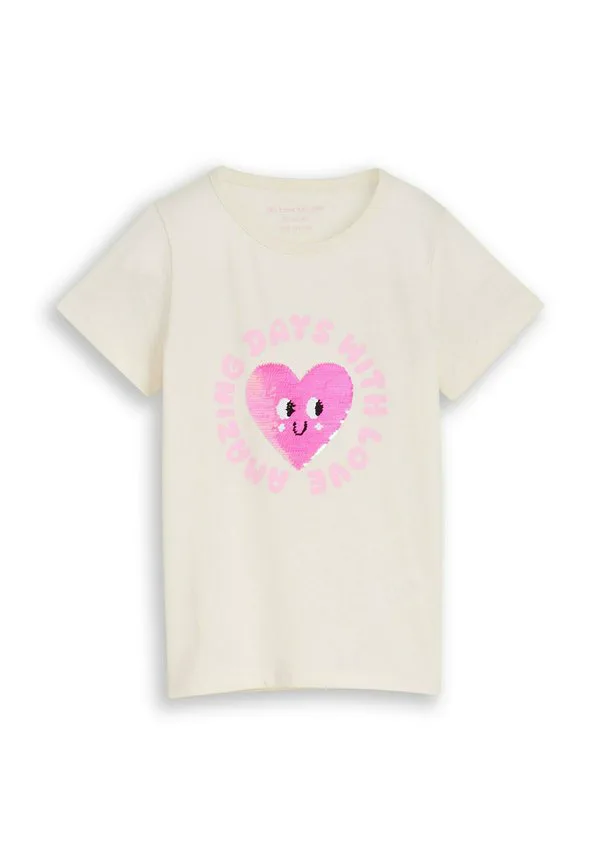 Футболка с принтом mit wendepailletten Tom Tailor, Wool White