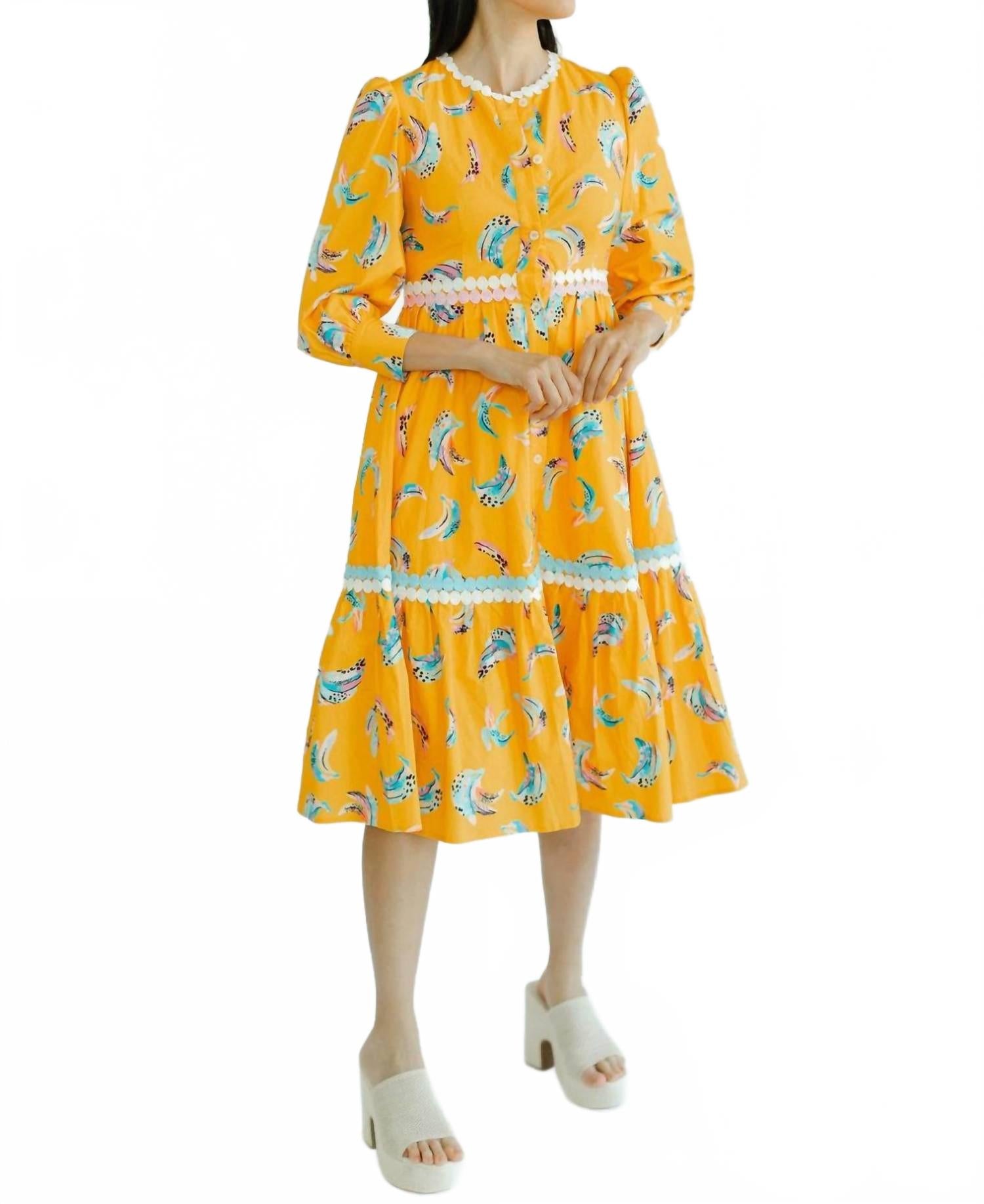 

Платье Amelie Bananas Midi золотистое Marie by Victoria Dunn, золотой