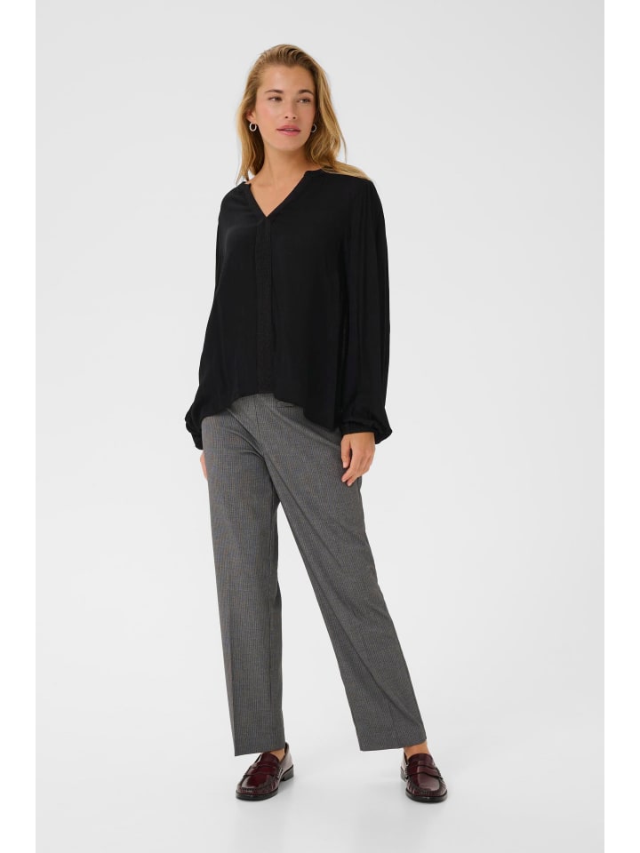 

Kaffe Блузка с длинными рукавами KAstine, стандартный крой, черный, темно-синий