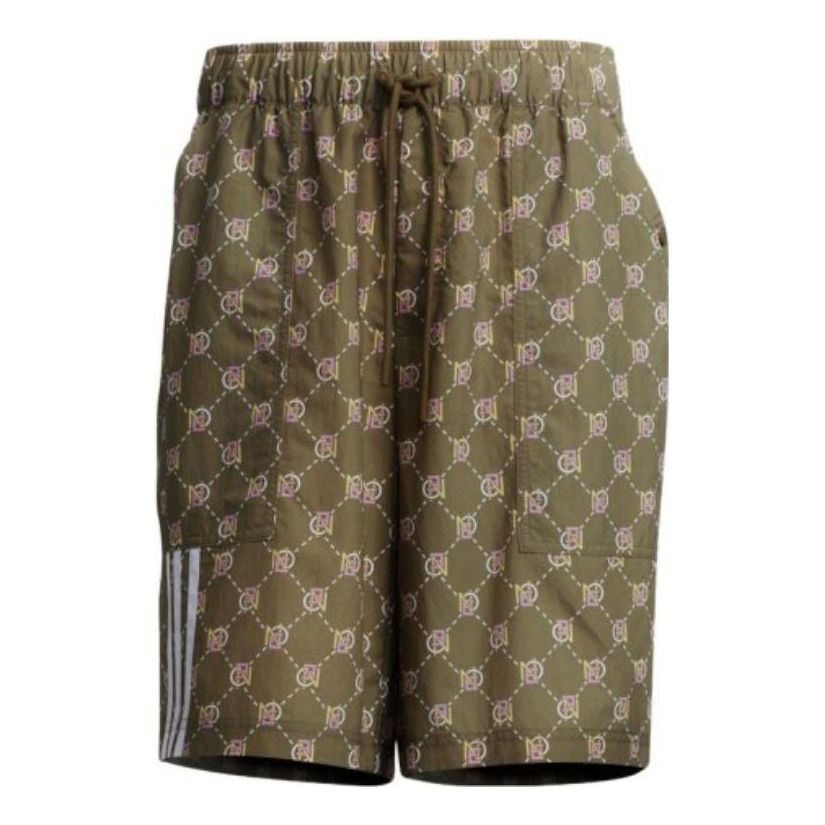 

Шорты adidas neo U Monogram Shorts Full Print Pattern Lacing Straight Shorts Light Brown HM2033, коричневый