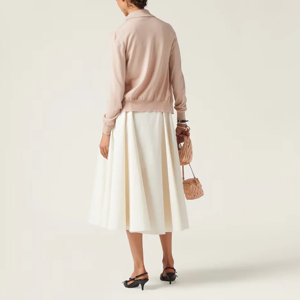 Кардиган с интарсией логотипа MIU MIU, снежный — фото 4