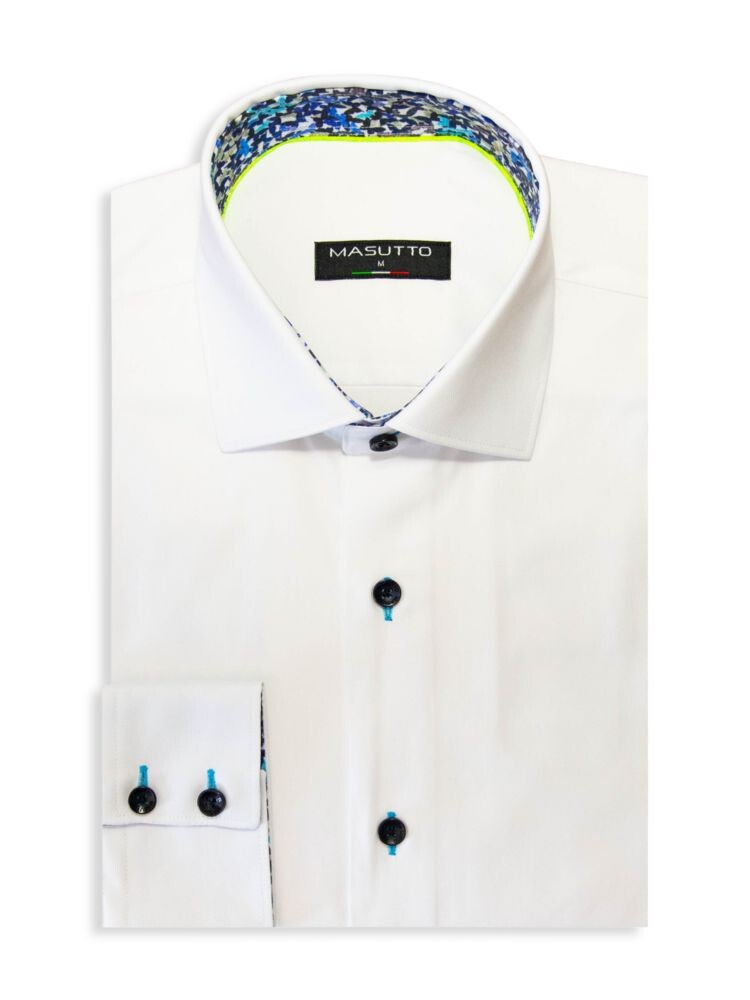 

Спортивная рубашка Leonardo Classic Fit контрастного цвета Masutto, белый