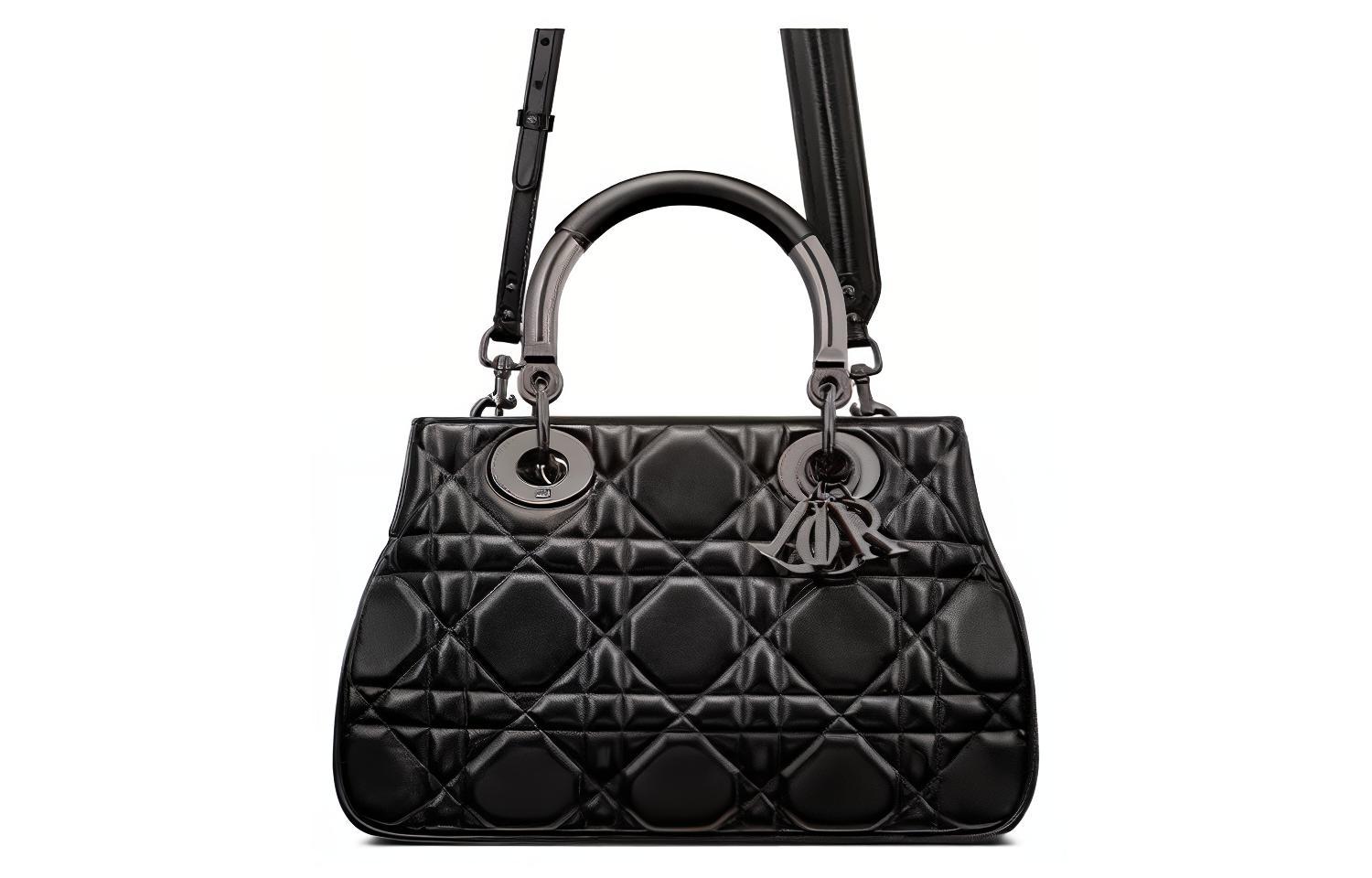 

Сумка Lady Dior из телячьей кожи, через плечо, на руку, средний размер, женская, черная