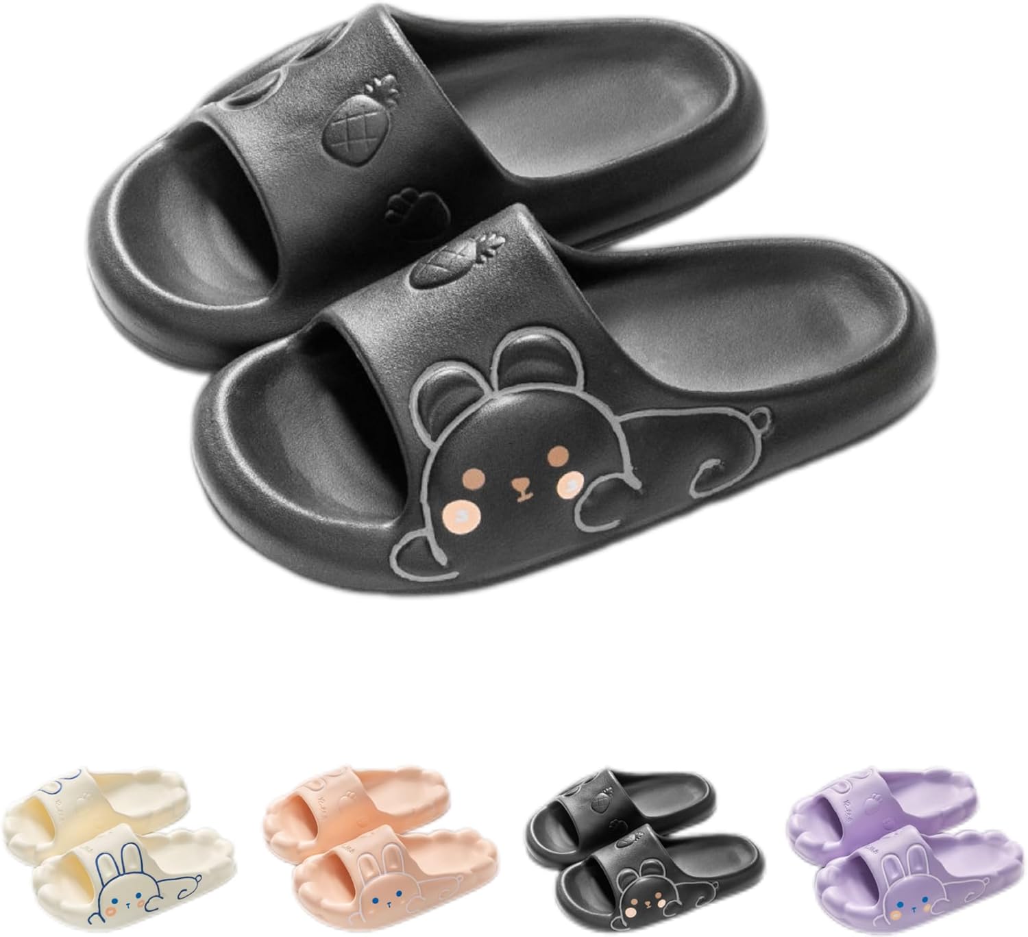 

Тапочки-платформа NTRUEML с кроликом, женские летние домашние милые мультяшные тапочки с кроликом для пары, мужские тапочки для ванной с мягкой подошвой и противоскользящим эффектом, черный