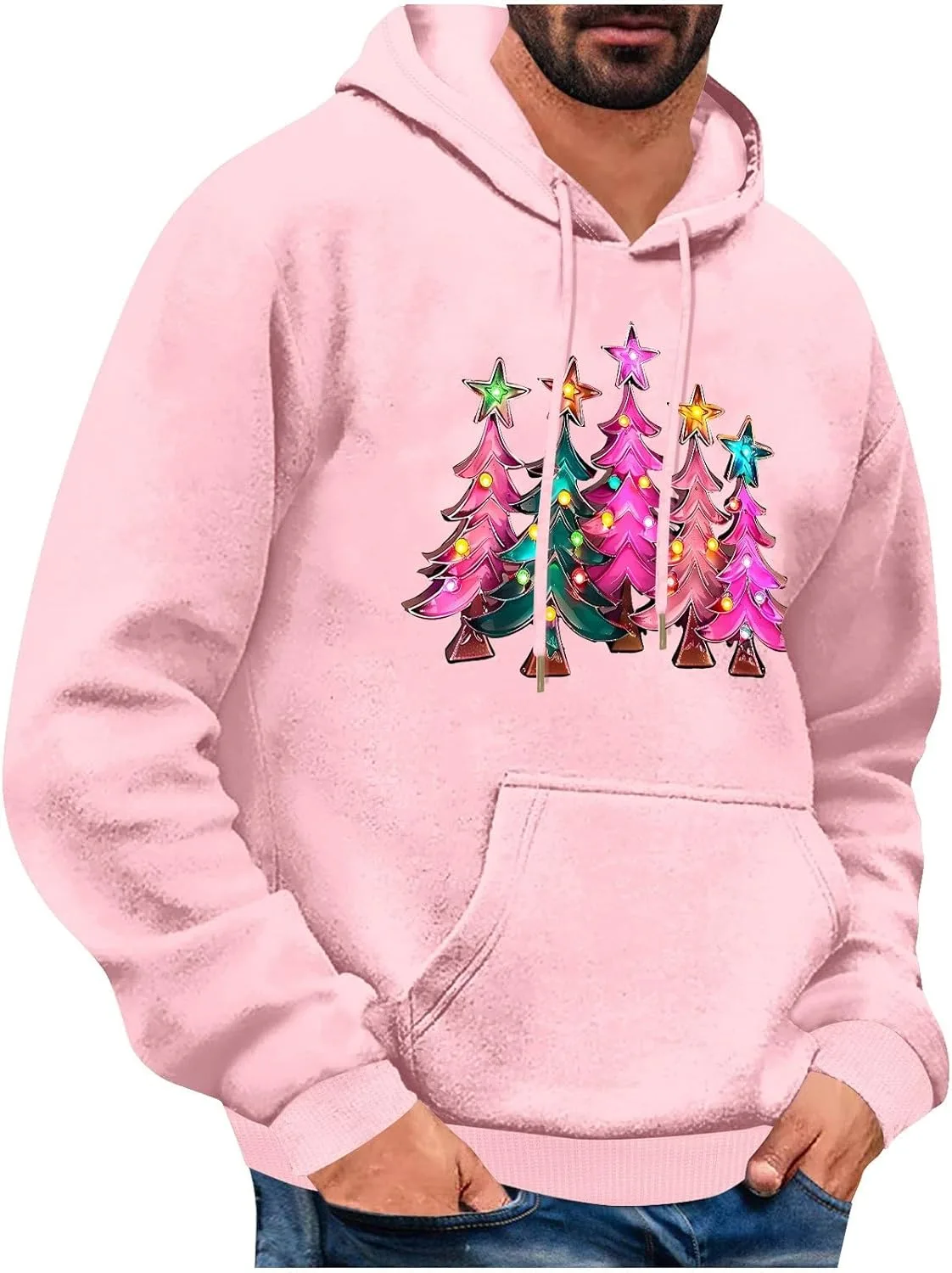 

Мужская рождественская толстовка с капюшоном Merry Christmas Tree Santa Claus Print