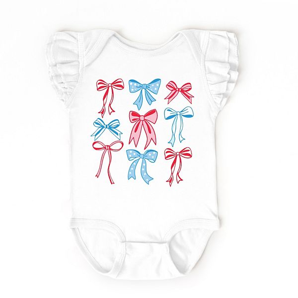 

Боди с рукавами-фонариками и патриотичными бантами The Juniper Shop, White