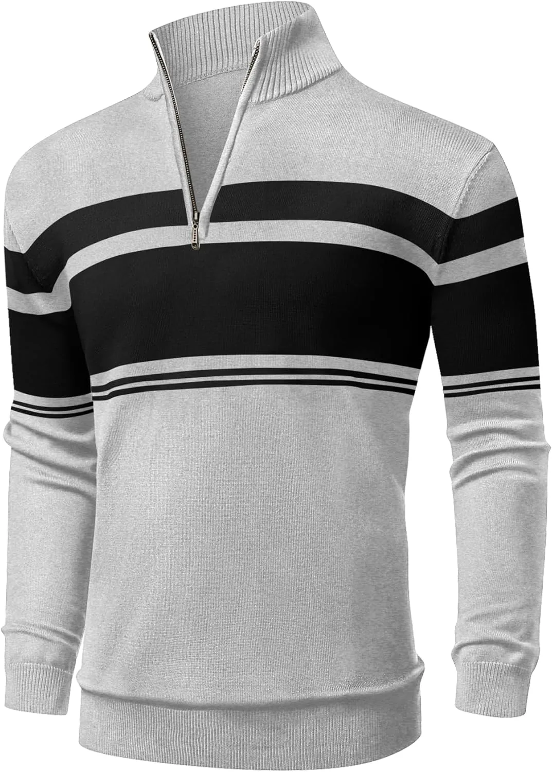 

NITAGUT мужской свитер 1/4 молния поло в полоску slim fit