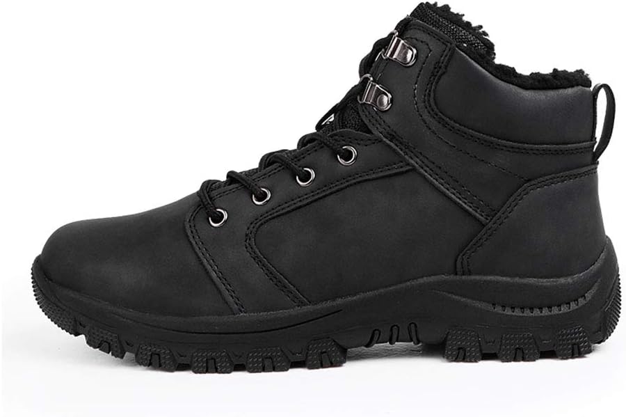 

Зимние кожаные хлопковые ботинки водонепроницаемые противоскользящие уличные повседневные мужские зимние сапоги MNSSRN-MM, черный