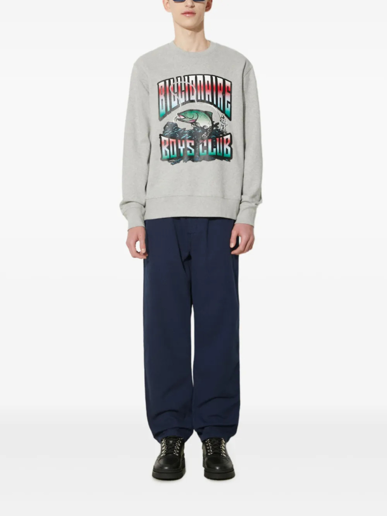 

Толстовка Billionaire Boys Club с круглым вырезом и принтом форели, серый