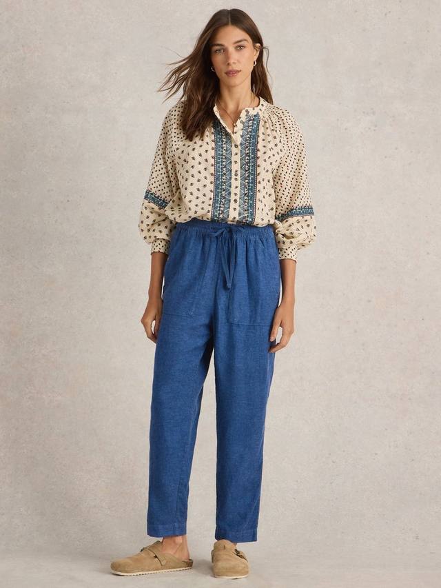

Брюки из льняной смеси elle White Stuff, цвет Chambray Blue