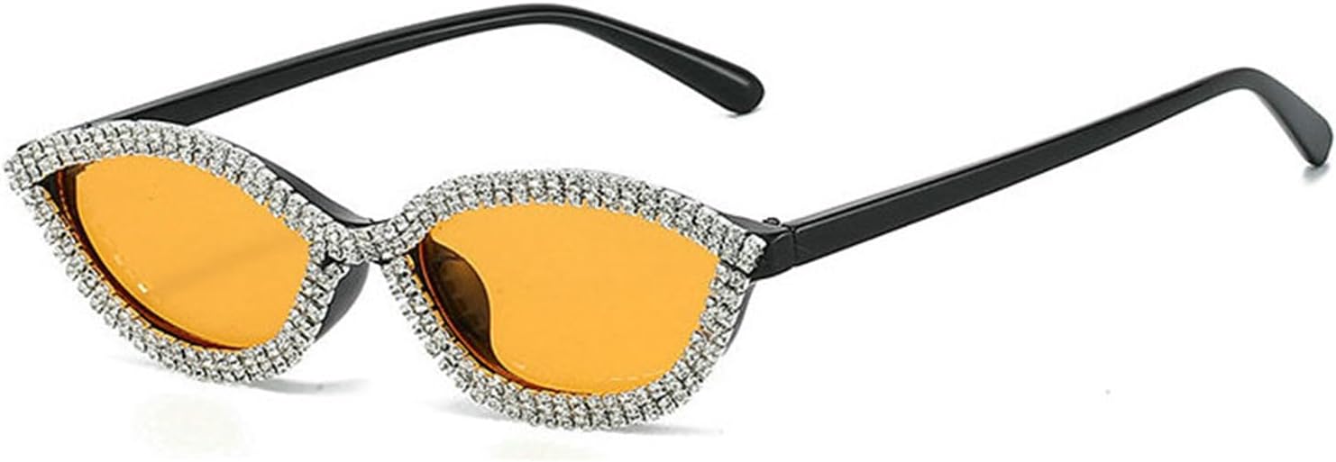 

COTIA Сексуальные солнцезащитные очки «кошачий глаз» для женщин и мужчин, маленькие, с бриллиантовой отделкой и стразами, модные, для вечеринок, сверкающие солнцезащитные очки, Orange