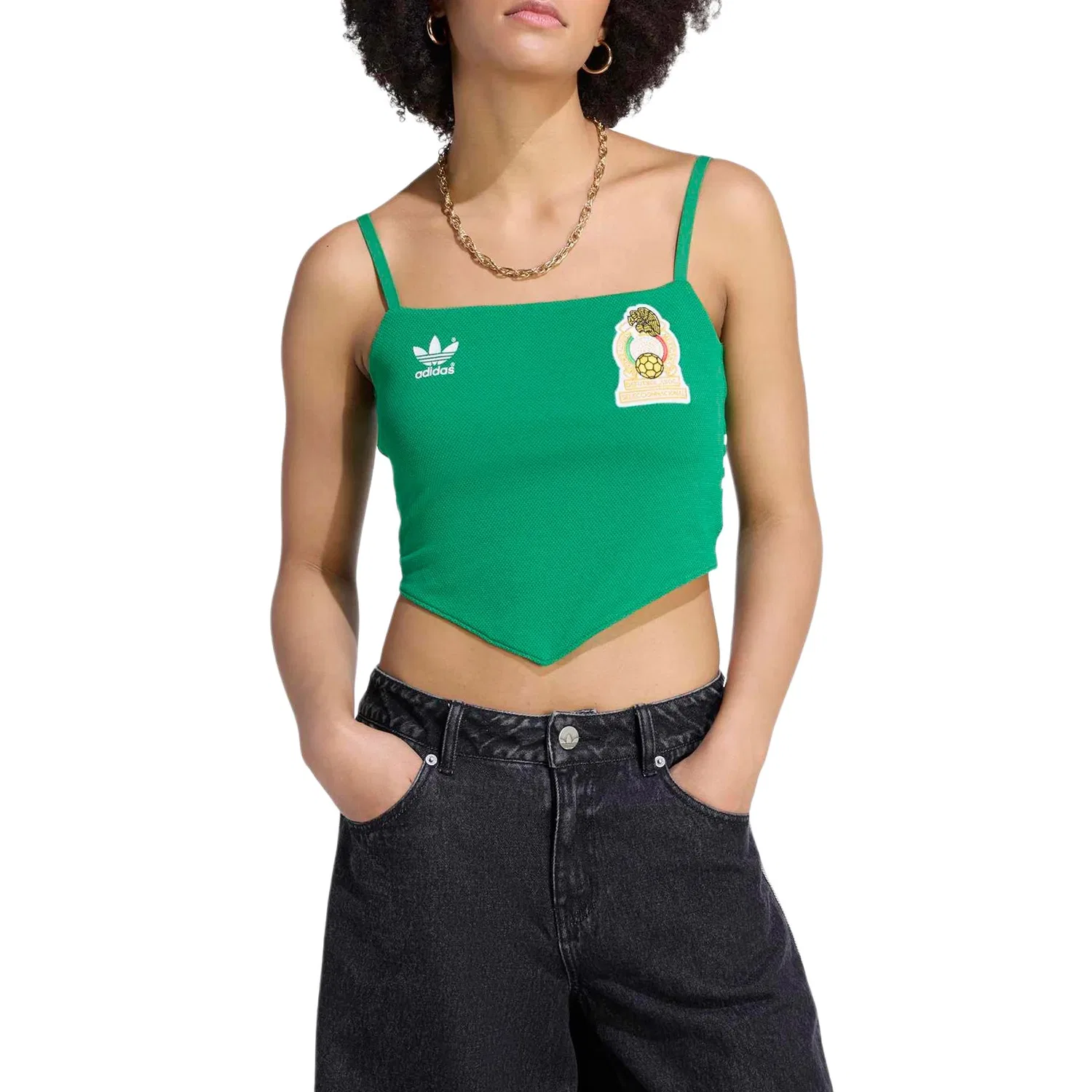 Женский укороченный топ-камисоль Mexico Reconstructed Adidas Originals, Green — фото 3