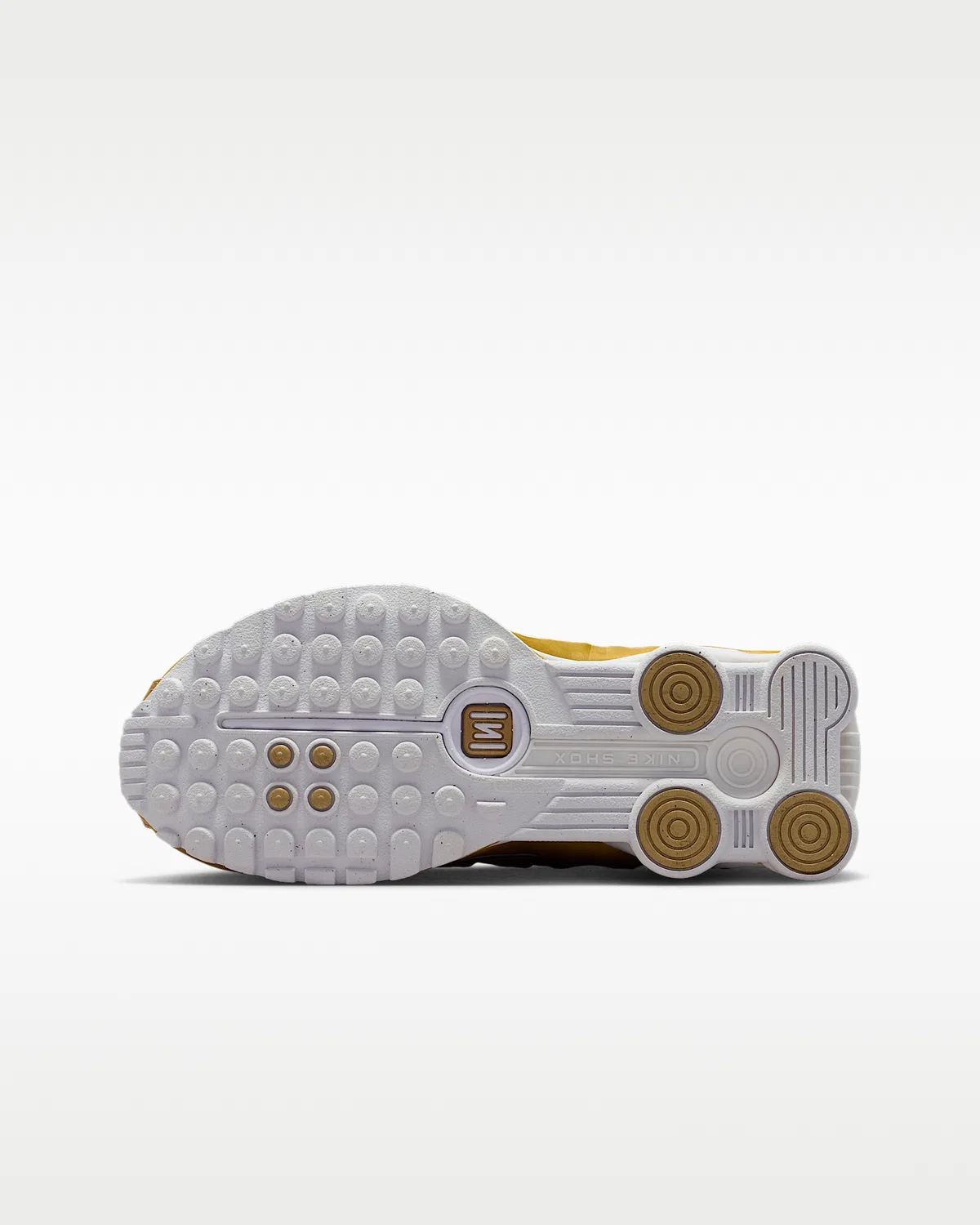 Детские кроссовки Nike Shox R4, Metallic Gold/White/Metallic Gold — фото 2