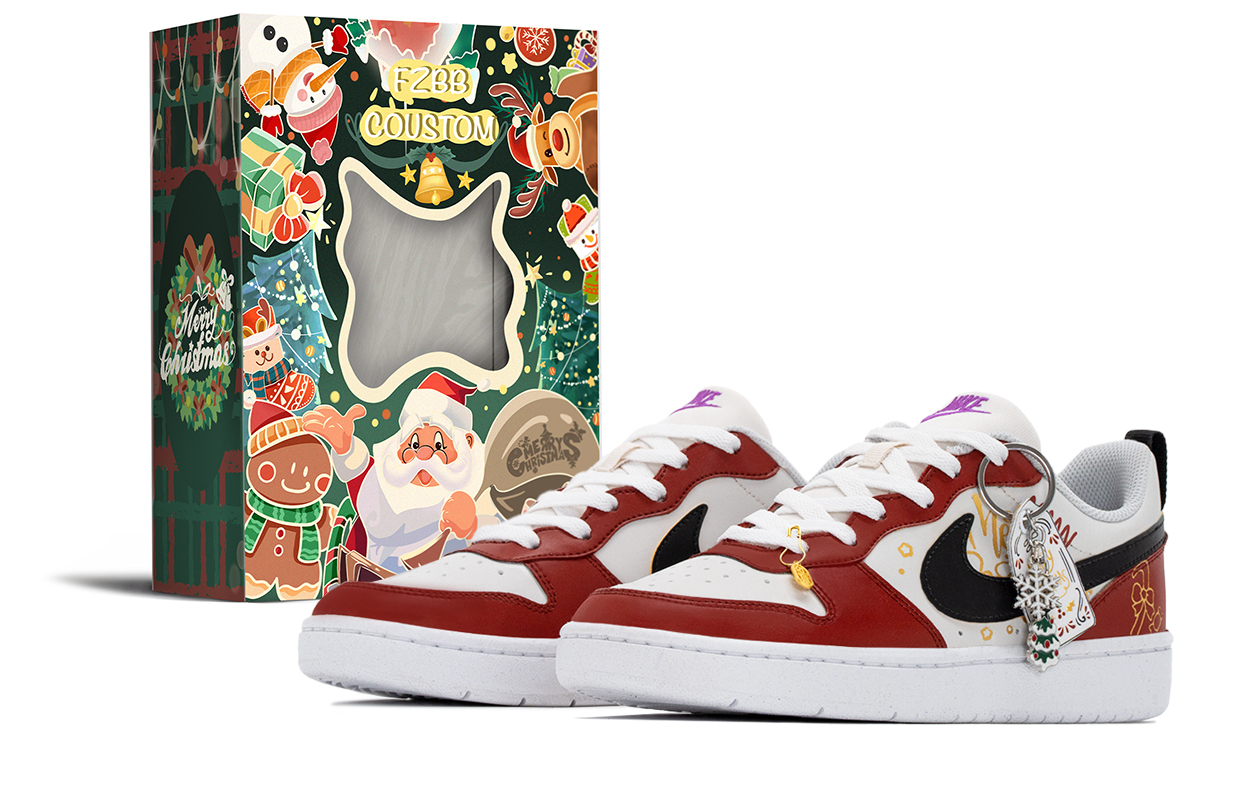 

Court Borough Fairy Tale Box Slip Resistant Cushioning Abrasion Resistant Low top Детский скейтбординг кроссовок Nike, красный черный белый
