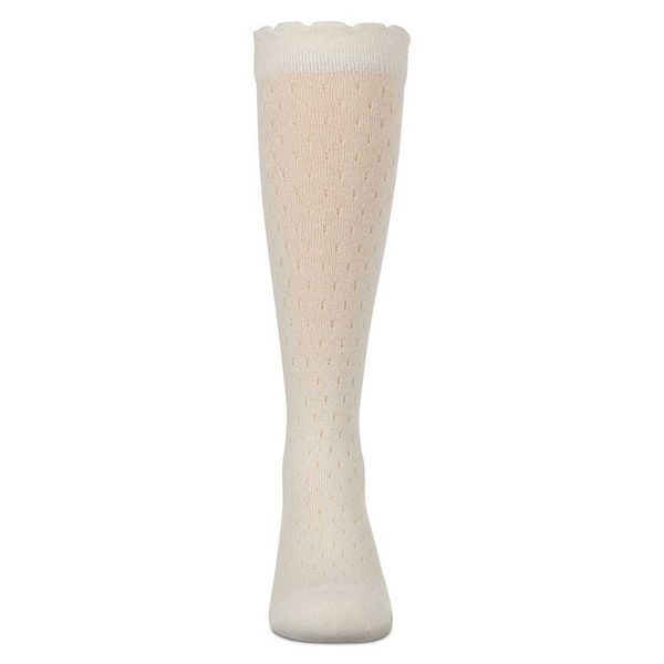 Детские носки до колена из мягкого хлопка с ажурным узором Memoi, White — фото 2