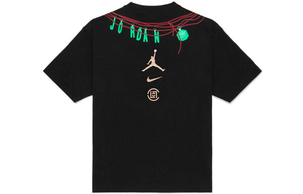 Футболка Air Jordan x CLOT Crossover China Printing Alphabet Logo Round Neck Pullover Short Sleeve Asia Edition Black, черный — фото 2