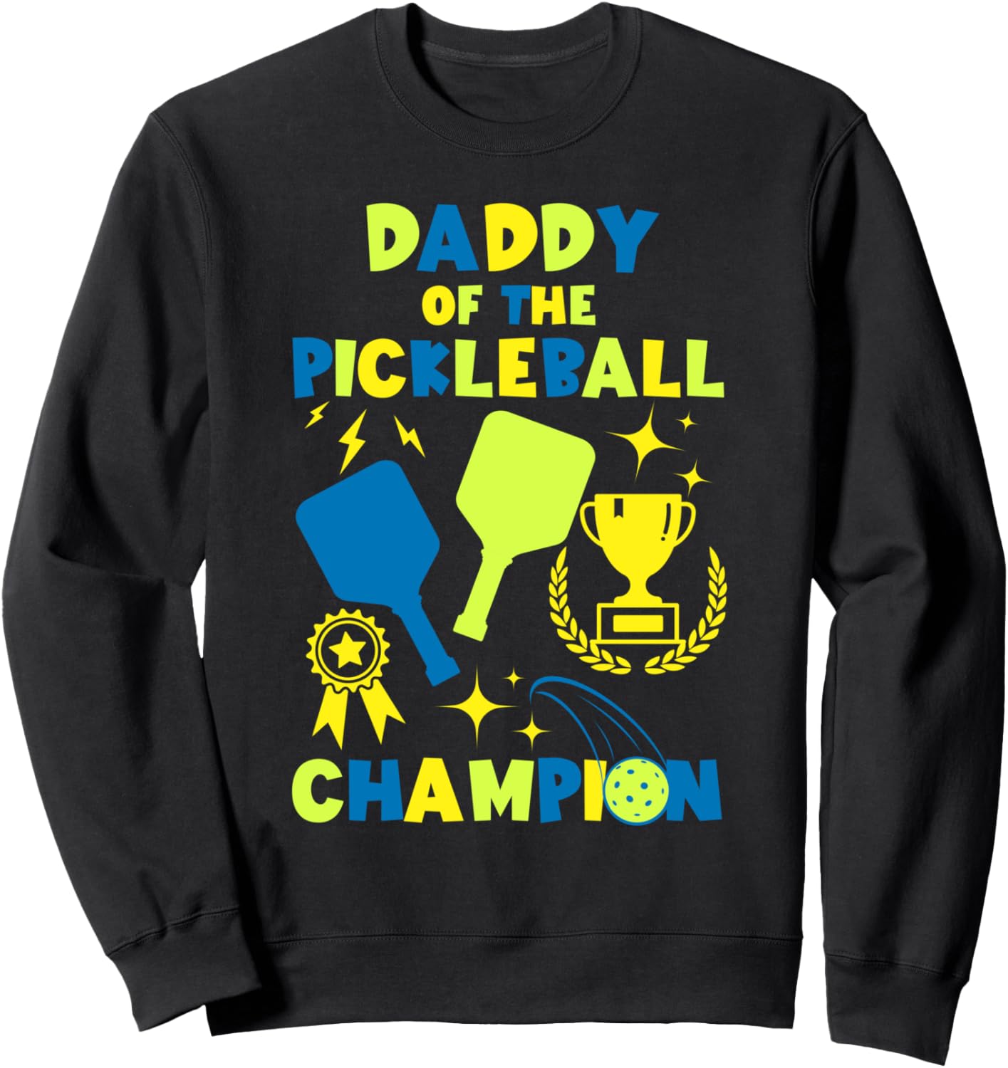 

Толстовка для детского дня рождения «Папа чемпиона по пиклболу» Family Look Pickleball Theme Decorations Gifts, черный
