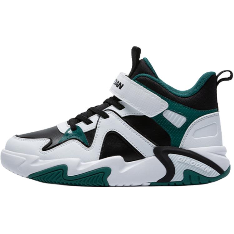 

QIAODAN Детские кроссовки для скейтбординга Anti Kick Cushioning Mid Top, черные/зеленые First Clover