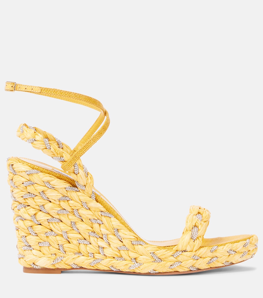 Костерья Кристалль эспадрильи на клиньях из рафии Aquazzura, Lemonade — фото 4