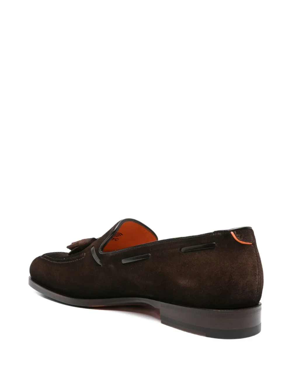 Замшевые туфли-лодочки с кисточками Santoni, коричневый — фото 3