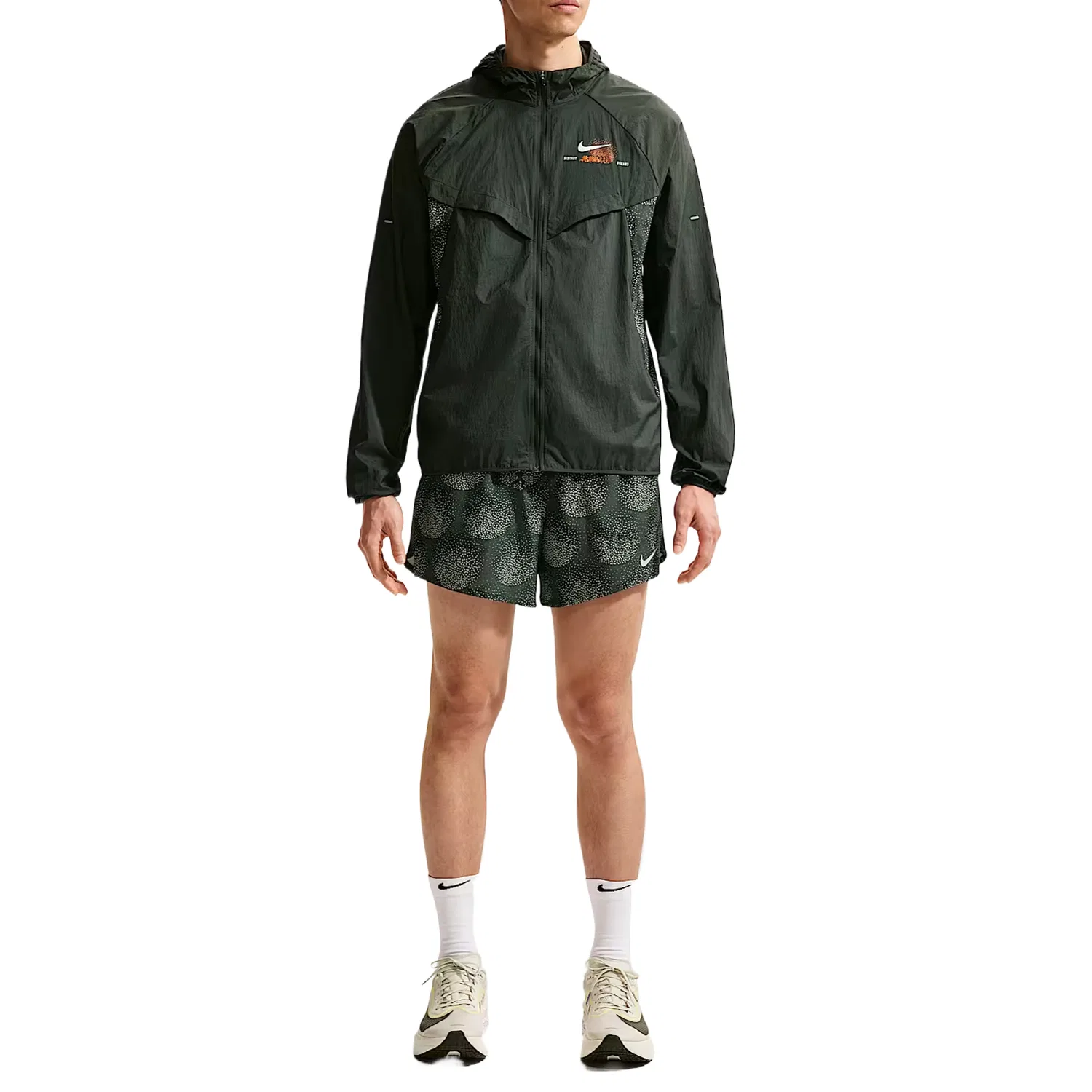 Куртка беговая мужская Black Cloud Green с капюшоном Nike