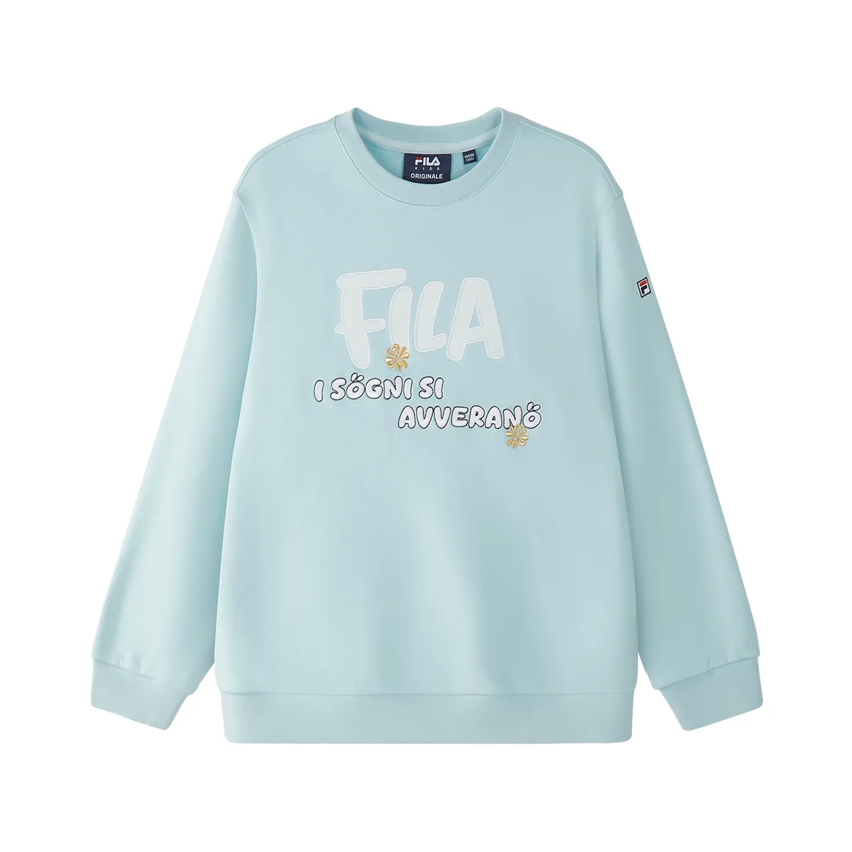 Свитшот с принтом кои для детей, свободный крой, натуральный материал FILA KIDS, Glow Blue P-LB