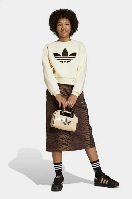 Худи детское с капюшоном Adidas Originals, бежевый — фото 4
