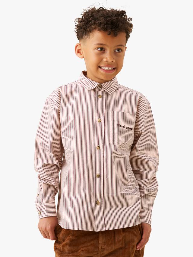 

Детская хлопковая рубашка с длинным рукавом в тонкую полоску Angel & Rocket, Stone