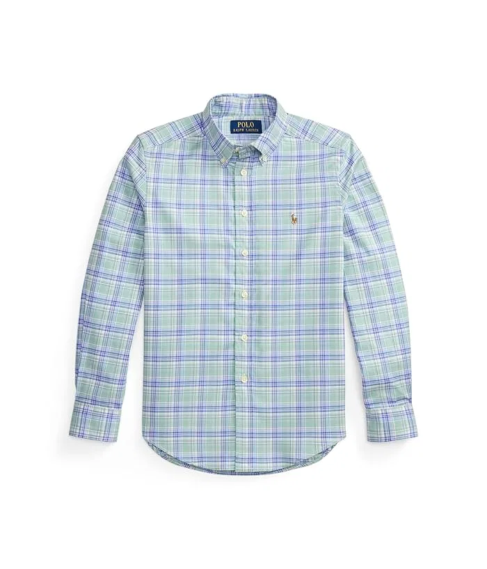 Рубашка оксфордская в клетку Plaid Performance Oxford Shirt Polo Ralph Lauren Kids, Green/Blue/Multicolor