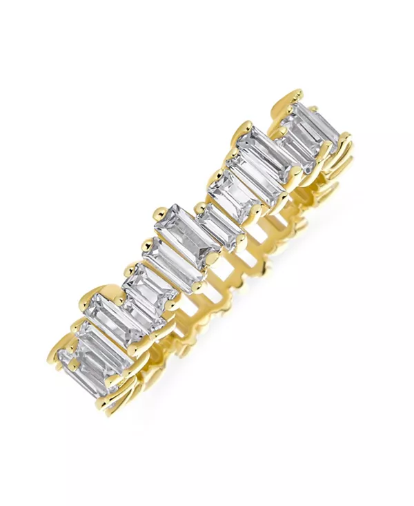 

Современное классическое коктейльное кольцо с фианитами, зигзагообразная огранка багет, серебро 14 карат с золотым покрытием Bling Jewelry, yellow