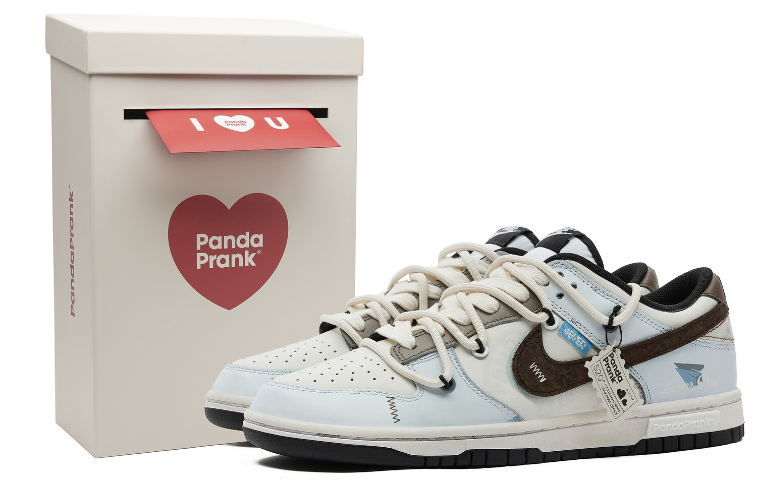 

Кроссовки Nike Dunk Skateboarding Shoes Unisex Low-top Beige/Blue/Brown, бежевый/синий/коричневый