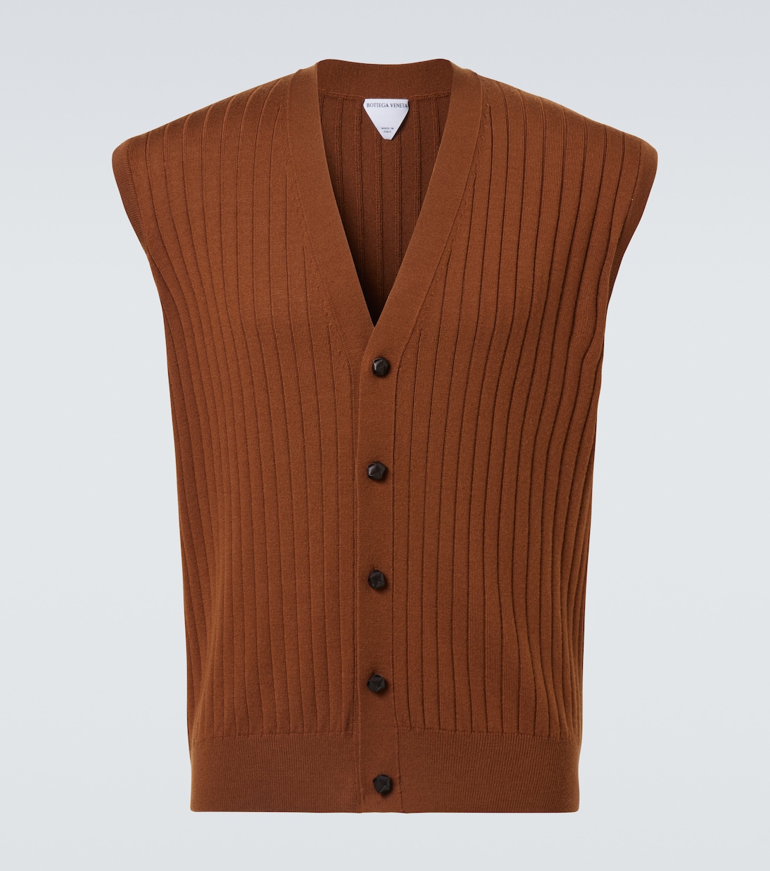 

Вязаный жилет из шерсти с рубчиком Bottega Veneta, Toffee