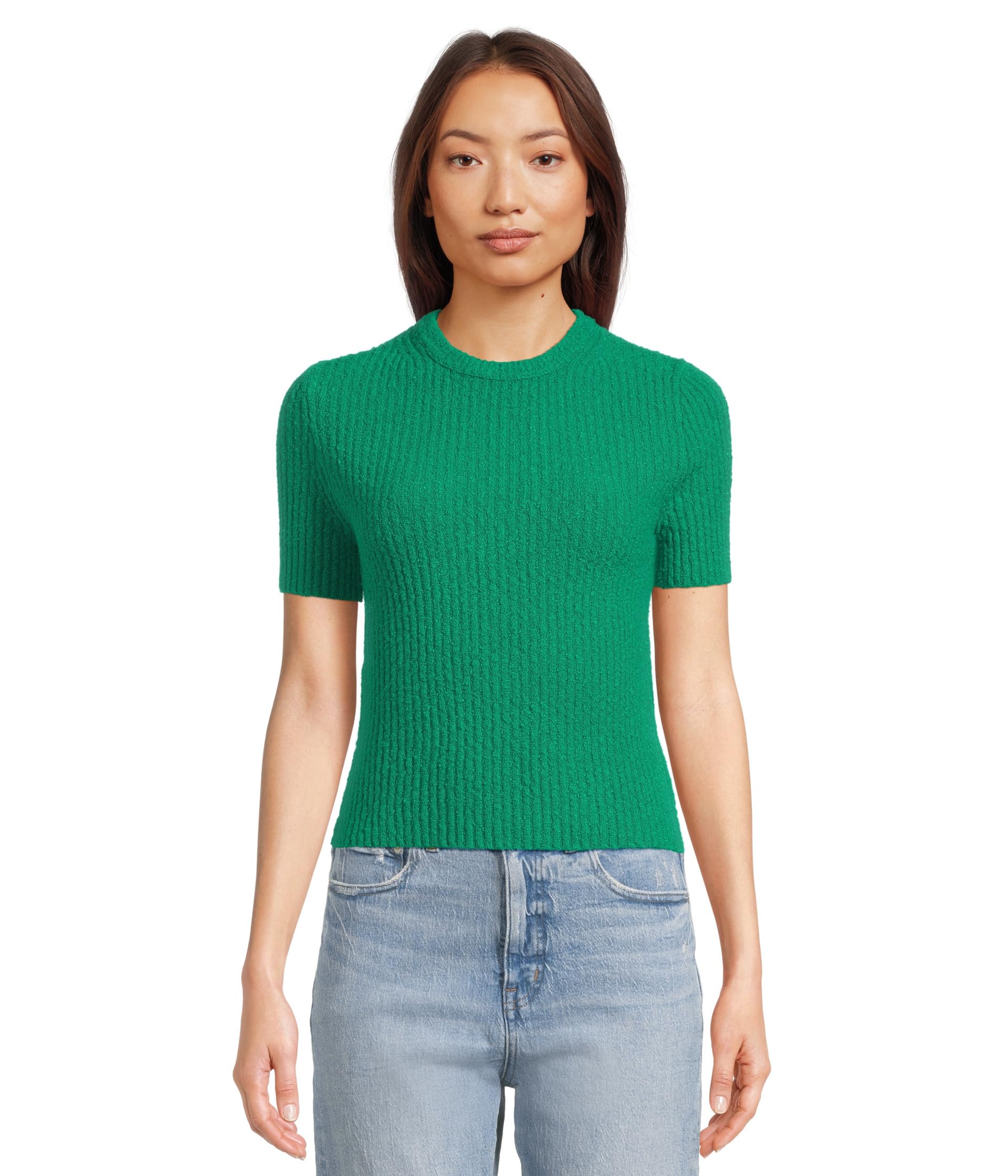 

Футболка Madewell Amanda Cotton Nubby Boucle Cropped Tee, цвет Verdant Green