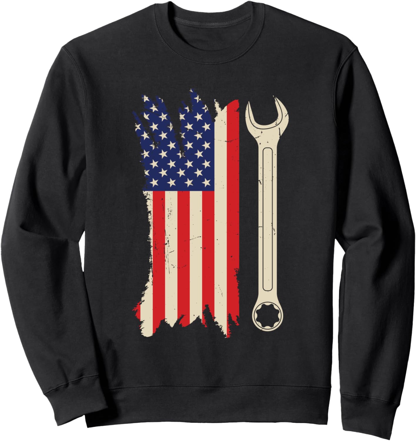 

Инструмент автомеханика, гаечный ключ, толстовка с американским флагом Car Mechanic Patriotic American - Dressedforduty, черный