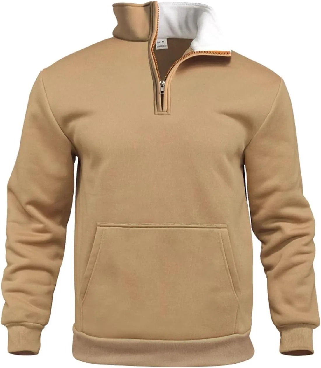 

Мужская толстовка с четвертью молнии, длинный рукав, свободный крой, с карманом