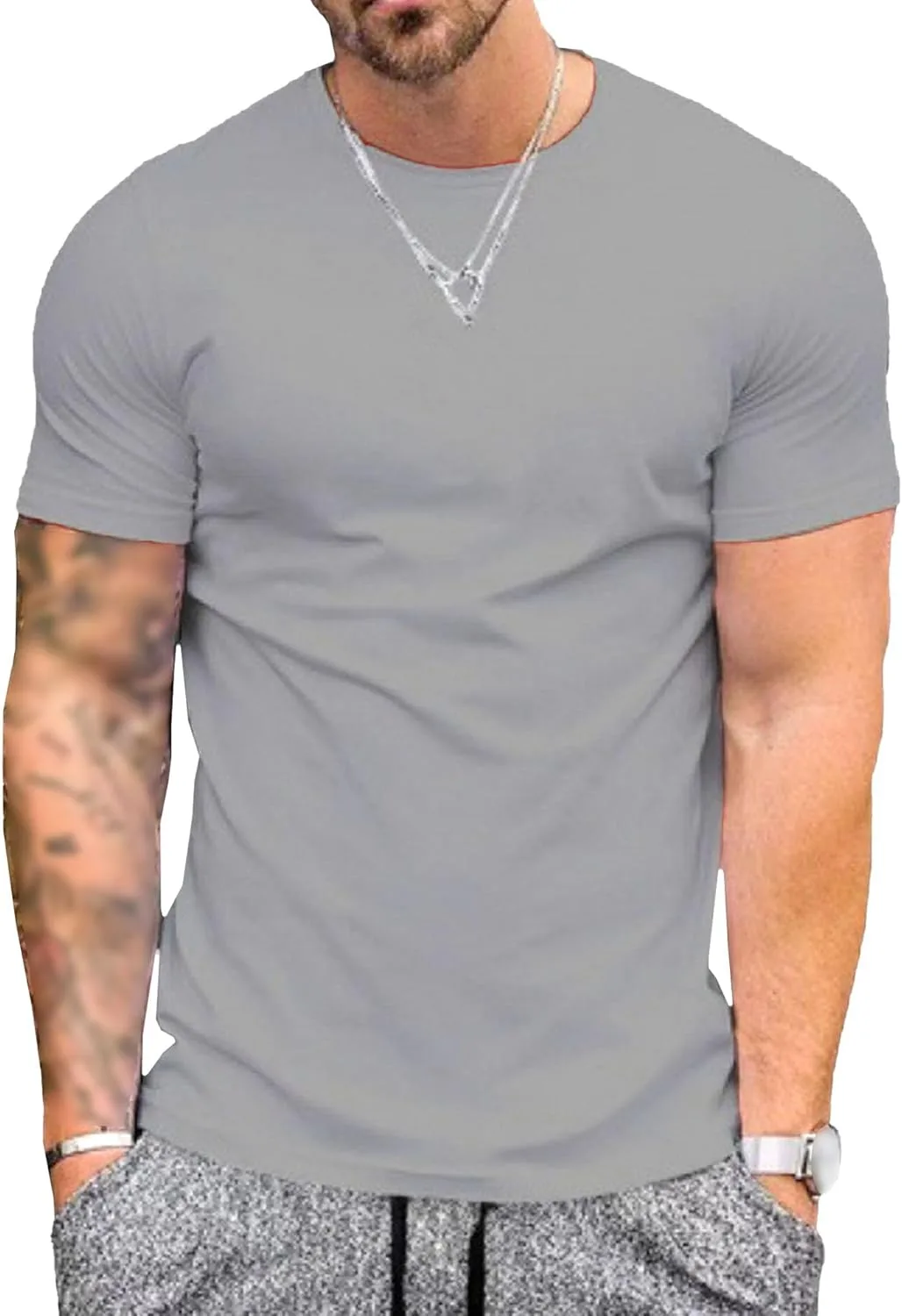 

Мужская футболка Bodybuilding Muscle Ribbed Cotton Fresh Athletic с коротким рукавом и круглым вырезом TrndTrsure