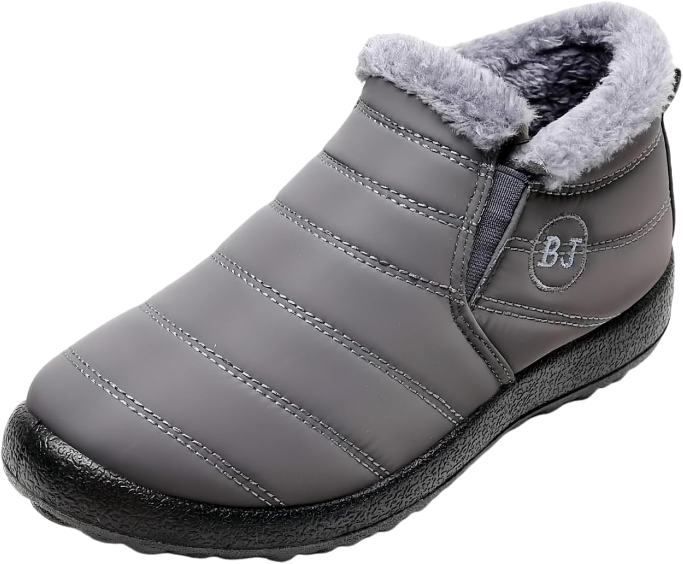 

Мужские водонепроницаемые утепленные ботинки с меховой подкладкой и буквой, на слипонах, до щиколотки Swzec, серый