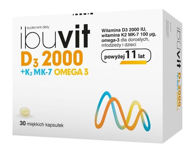 

Кислоты омега-3 с витамином D3 и K2 Ibuvit D3 2000 + K2 MK-7 Omega 3 Kapsułki , 30 шт