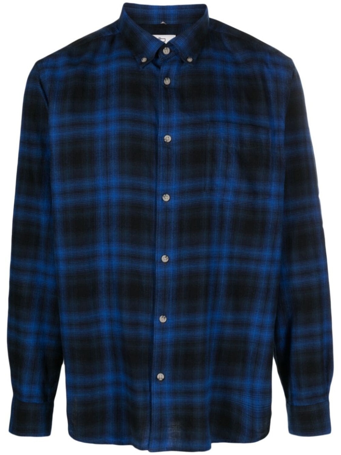 

Woolrich plaid-check long-sleeve cotton shirt, синий