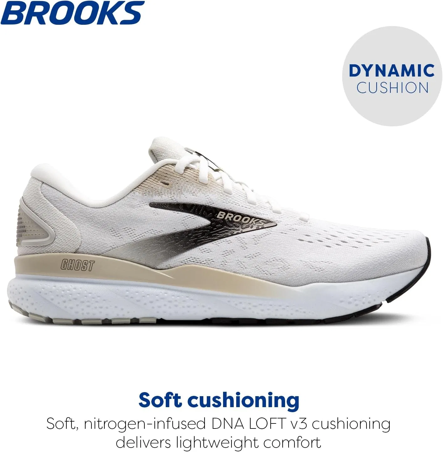 Мужские кроссовки Brooks Ghost 16, White, Cream, Pink — фото 2