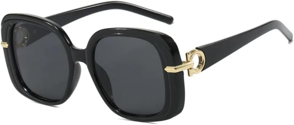 

Винтажные солнцезащитные очки большого размера для женщин и мужчин, роскошные дизайнерские солнцезащитные очки в стиле панк, популярные очки в крупной оправе с защитой от УФ-излучения UV400 SZVVBKK, Black Black