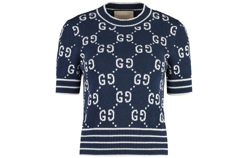 

Укороченный топ женский синий Gucci