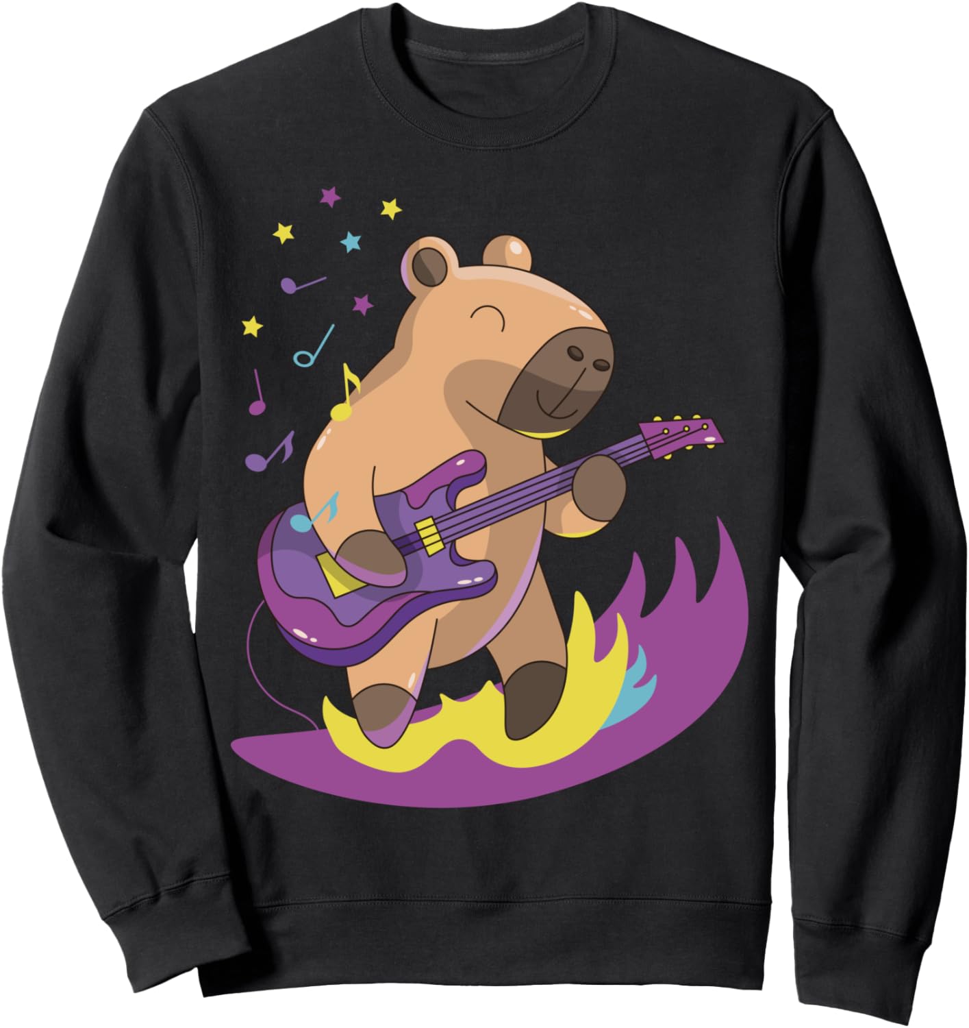 

Забавная толстовка с изображением капибары, электрогитары, Эллы, девушки-музыканта, чая и рока Capy Concert Festival Party Outfit, черный