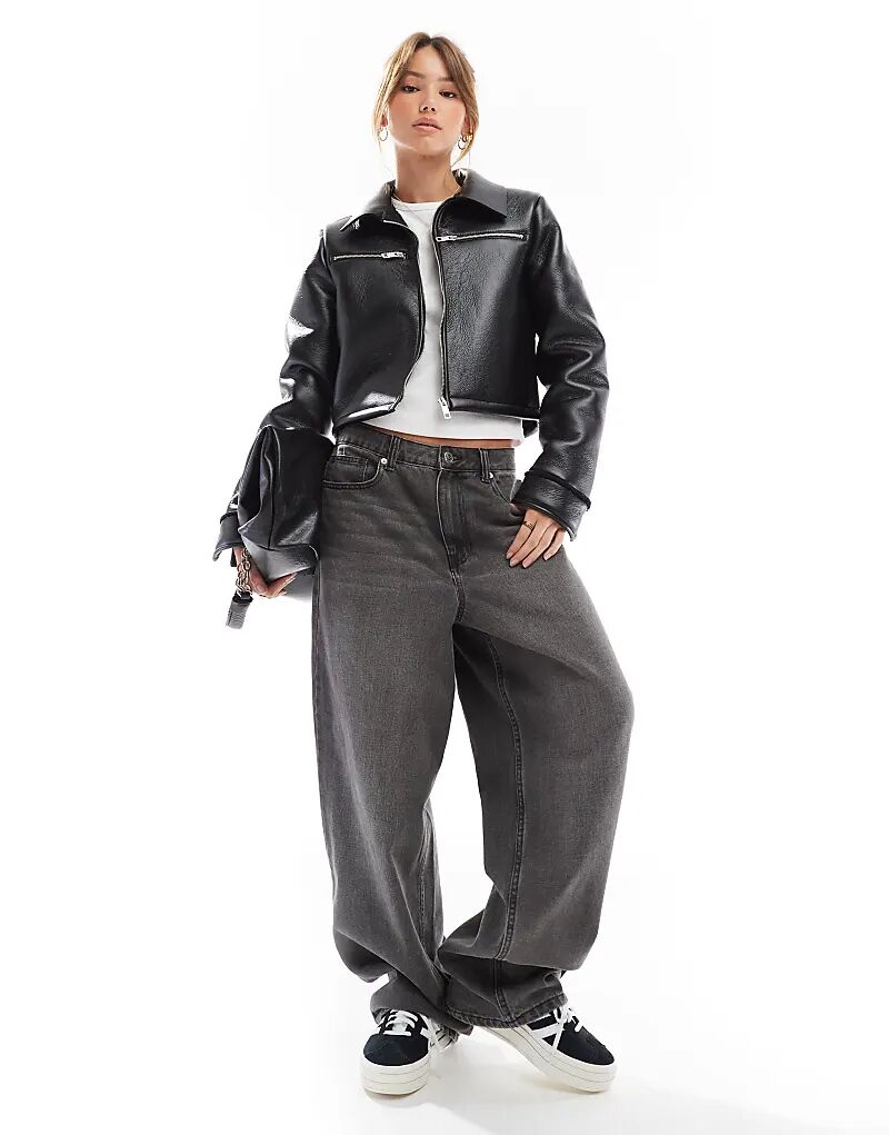 

Куртка borg harrington из искусственной кожи черного цвета ASOS DESIGN