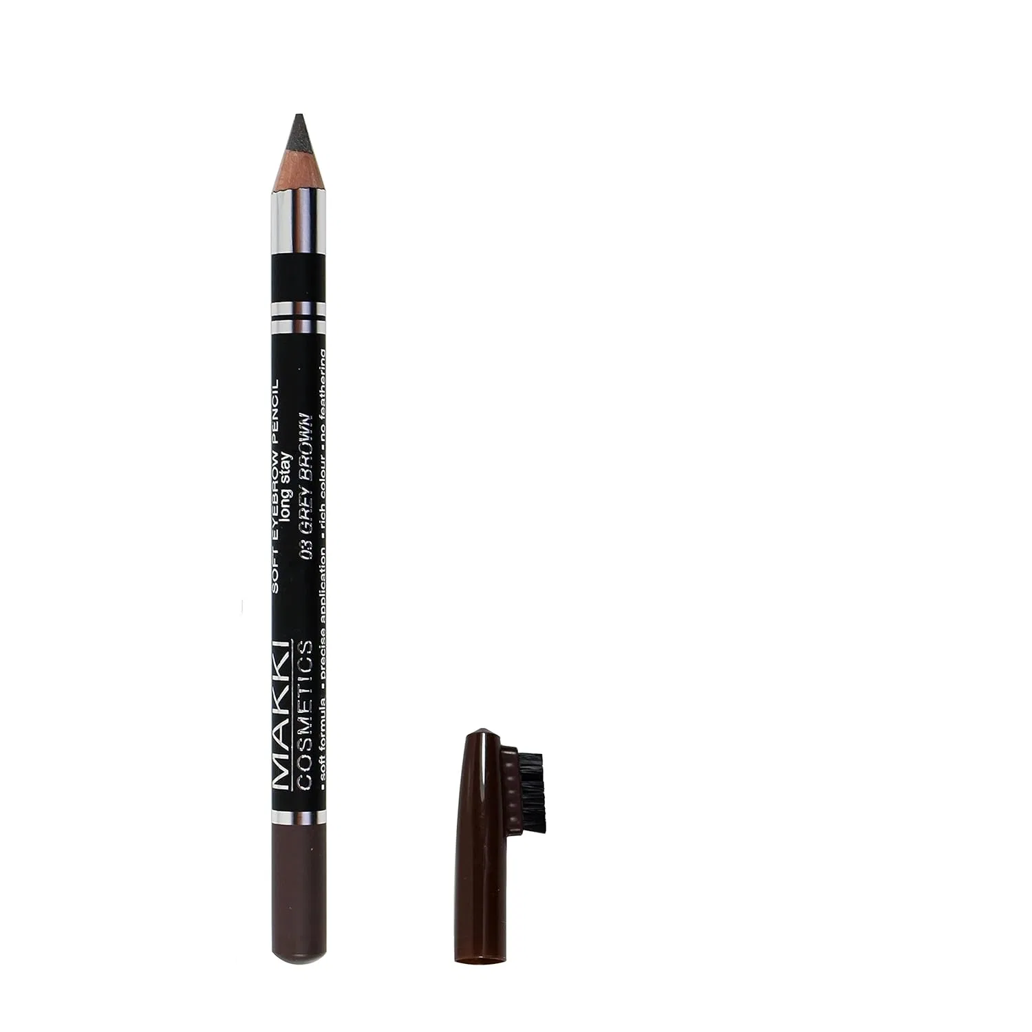 Мягкий и стойкий карандаш для бровей с щеточкой 03 Grey Brown от Makki Makki, 03 Grey-Brown