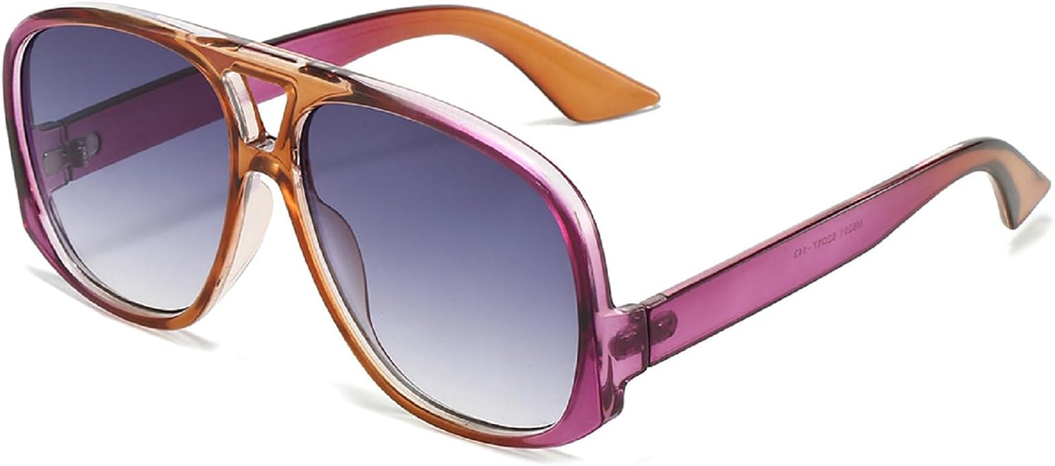 

Женские солнцезащитные очки-пилот с двойной перемычкой большого размера, модные градиентные очки с защитой от УФ-излучения UV400. Мужские солнцезащитные очки в трендовом зелено-розовом цвете mincl, Purple