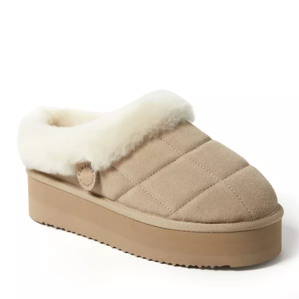 Уютные замшевые клоги на платформе Fireside by Bendigo для женщин Dearfoams, цвет sand