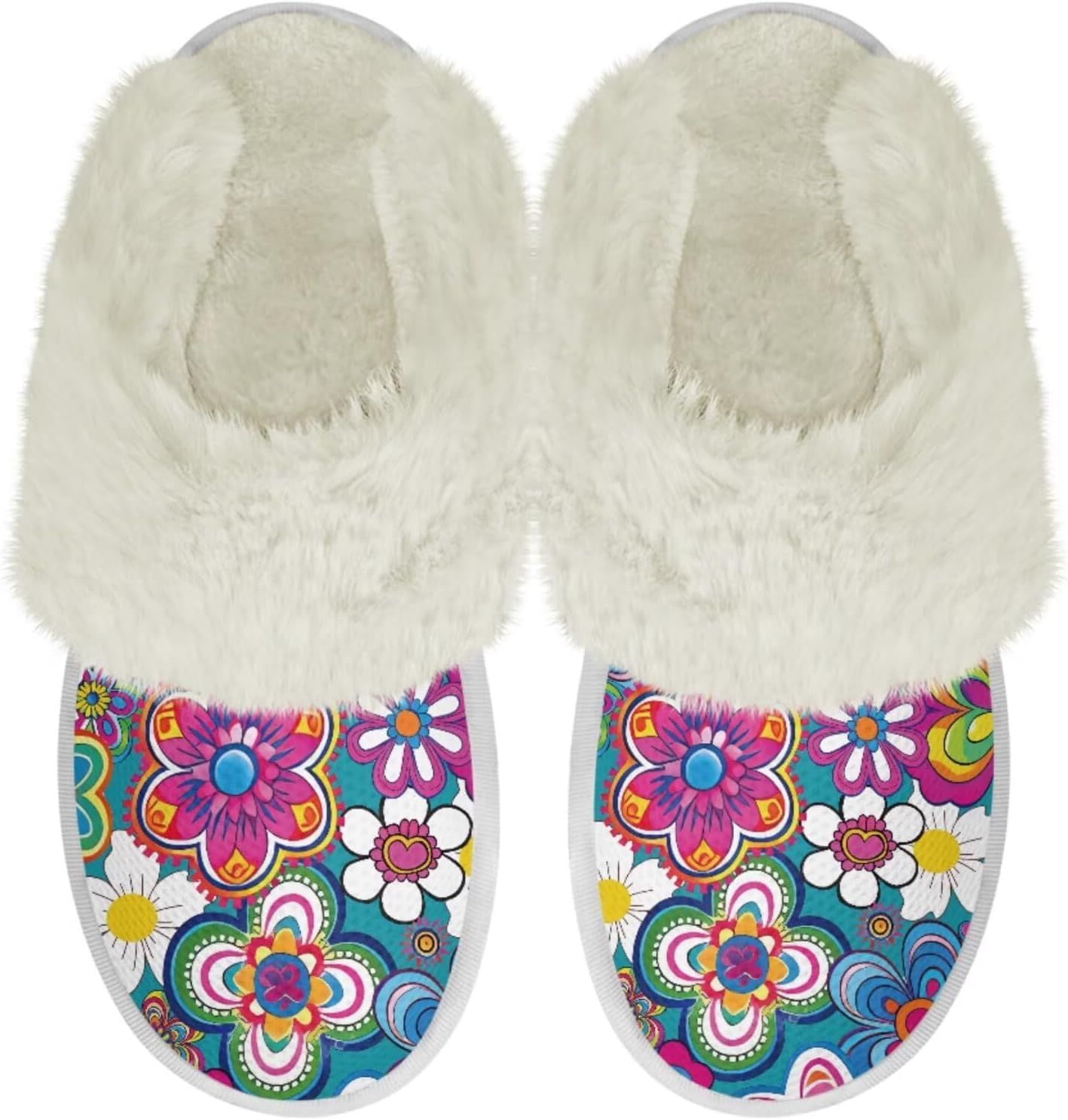 

Унисекс пушистые тапочки мягкие уютные зимние домашние тапочки для женщин и мужчин, легкие тапочки для пары, теплые домашние обувь Chririnla, Abstract Aesthetic Groovy Flower