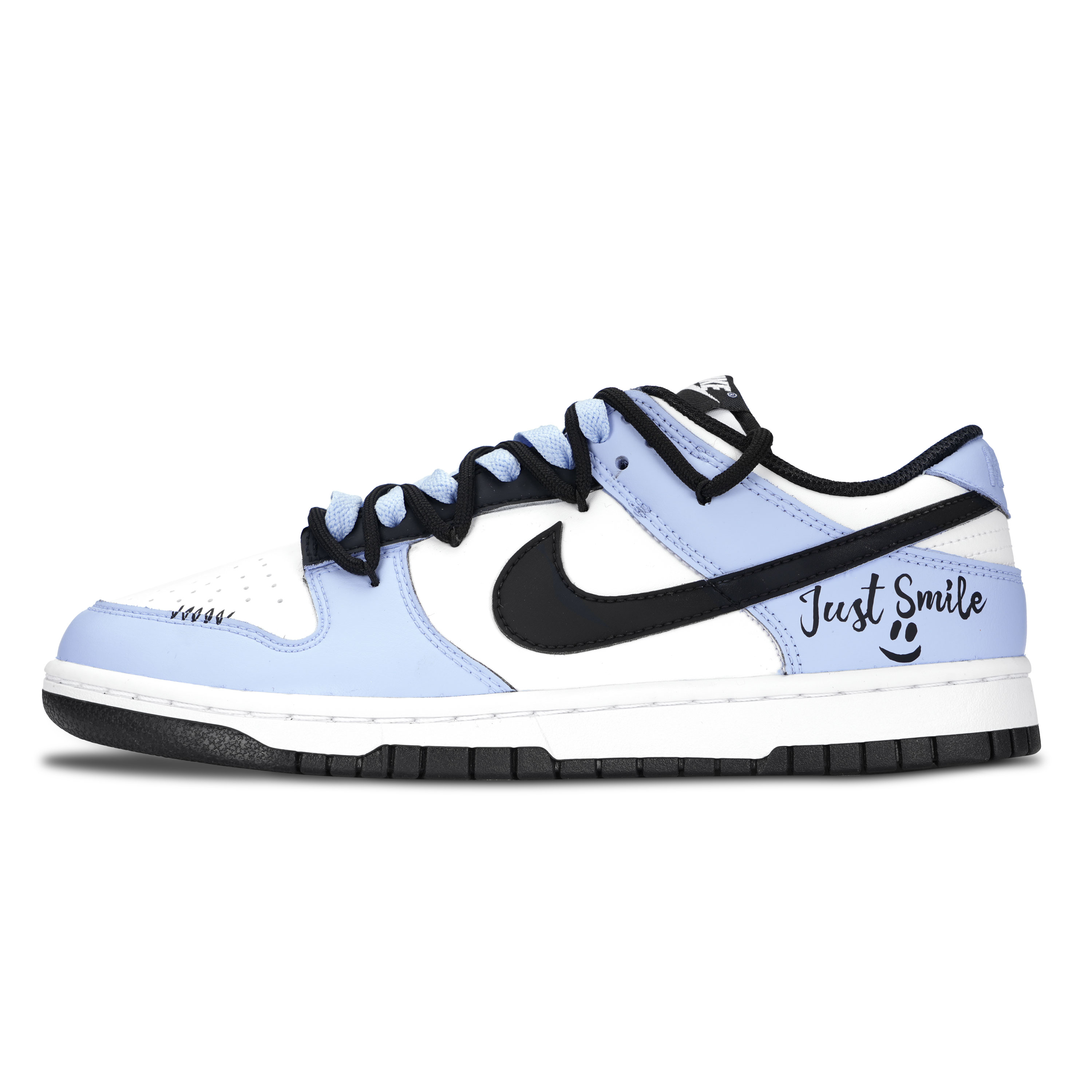

Nike Dunk Black White, A Slight Smile устойчивые к истиранию и скольжению низкие кроссовки для скейтбординга унисекс Purple Blue